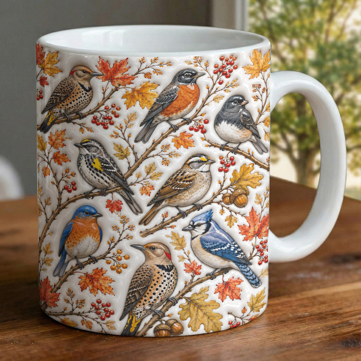 Bird Lovers Ceramic Mug Fall Backyard Garden