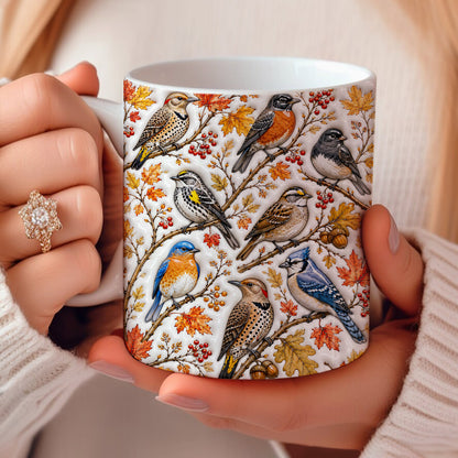 Bird Lovers Ceramic Mug Fall Backyard Garden