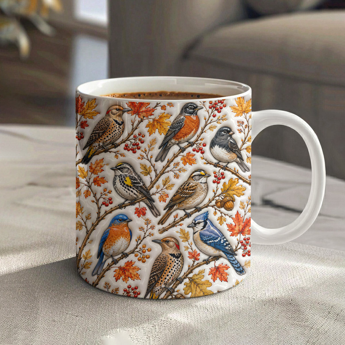 Bird Lovers Ceramic Mug Fall Backyard Garden