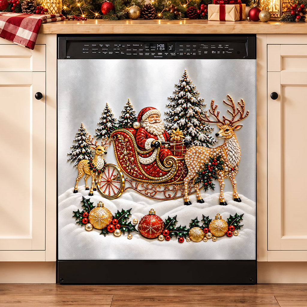 Christmas Magnetic Dishwasher Cover Festive Diamond Santa