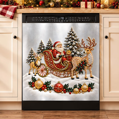 Christmas Magnetic Dishwasher Cover Festive Diamond Santa