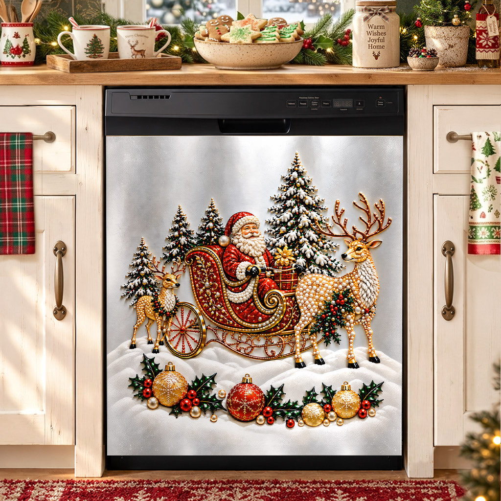Christmas Magnetic Dishwasher Cover Festive Diamond Santa
