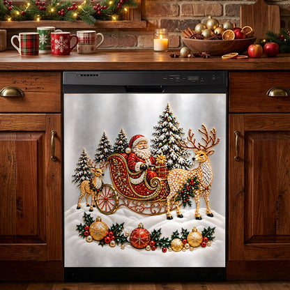 Christmas Magnetic Dishwasher Cover Festive Diamond Santa