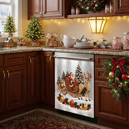 Christmas Magnetic Dishwasher Cover Festive Diamond Santa