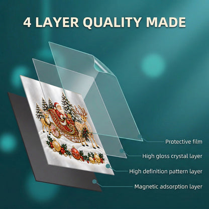 Christmas Magnetic Dishwasher Cover Festive Diamond Santa