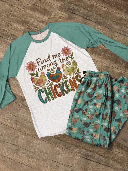 Chicken Raglan Lounge Pajamas Find Me Among The Chickens