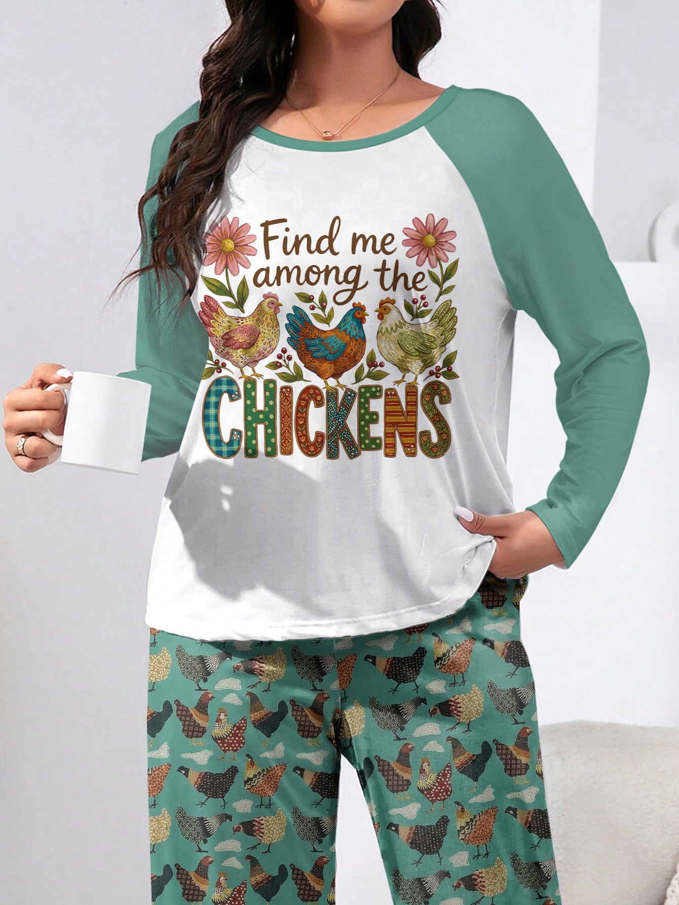 Chicken Raglan Lounge Pajamas Find Me Among The Chickens
