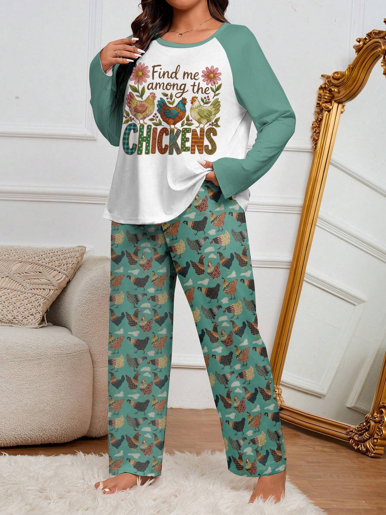 Chicken Raglan Lounge Pajamas Find Me Among The Chickens