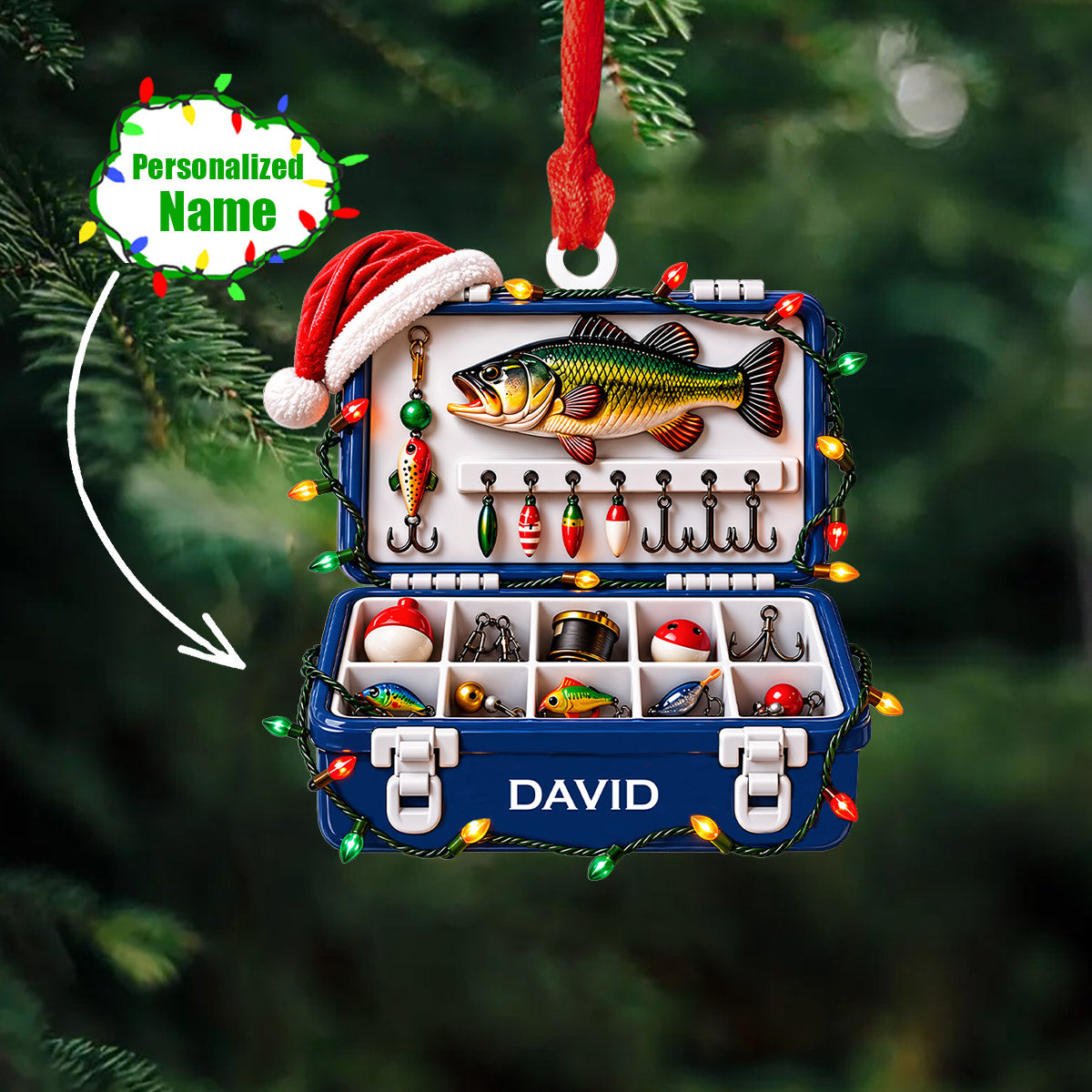 Fishing Lover 2D Acrylic Ornament Personalized Fishing Tackle Box