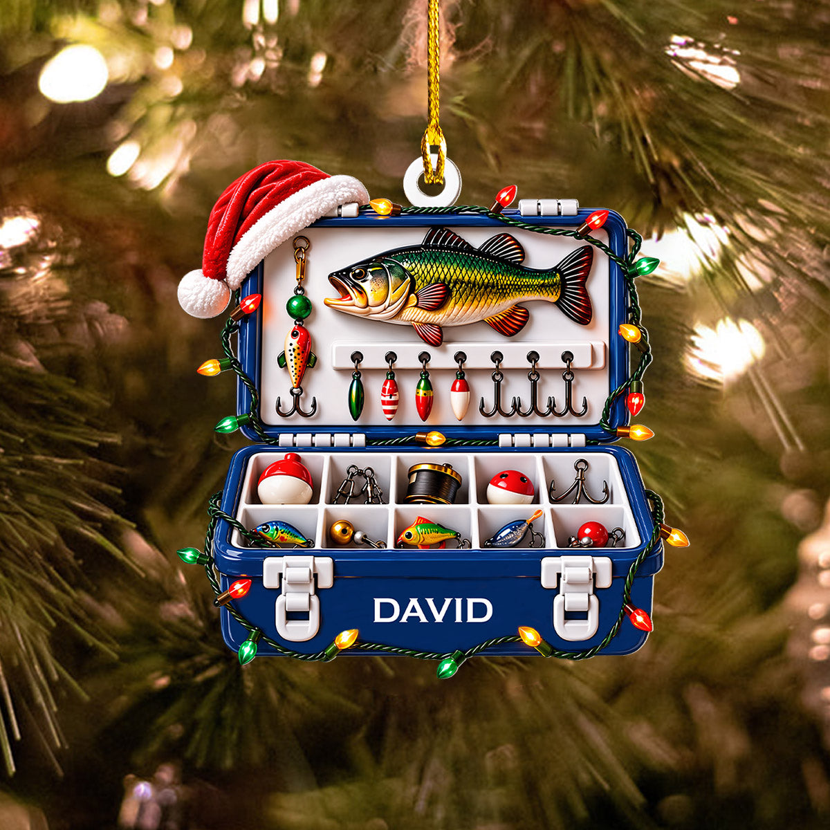 Fishing Lover 2D Acrylic Ornament Personalized Fishing Tackle Box