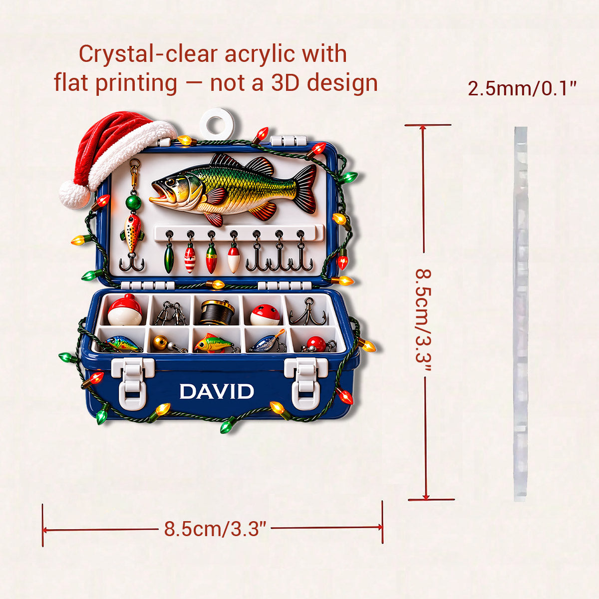 Fishing Lover 2D Acrylic Ornament Personalized Fishing Tackle Box