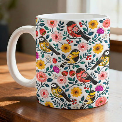 Bird Lover Ceramic Mug Floral Bird Garden