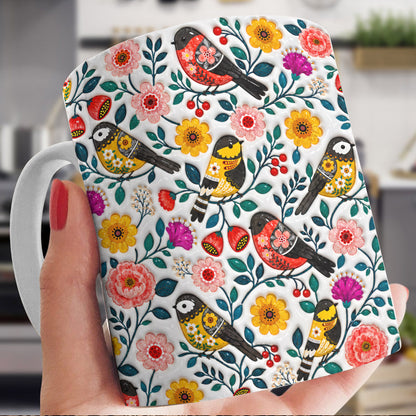 Bird Lover Ceramic Mug Floral Bird Garden