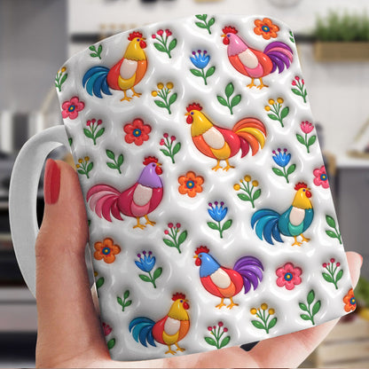 Chicken Lover Ceramic Mug Floral Chicken Garden
