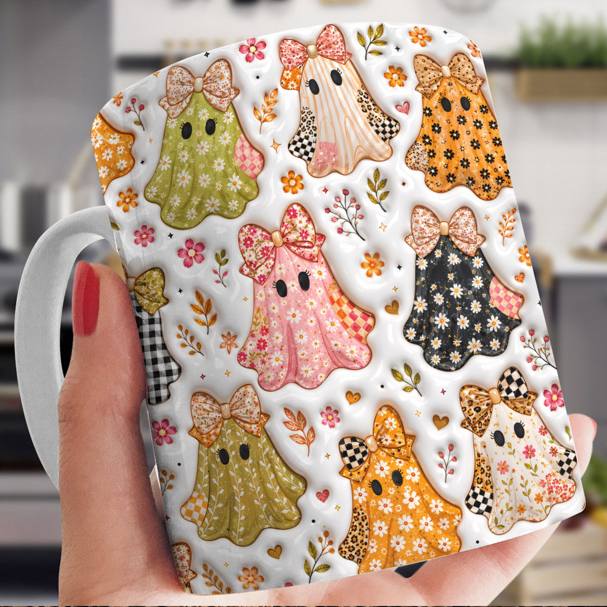 Halloween Ceramic Mug Cute Floral Spooky