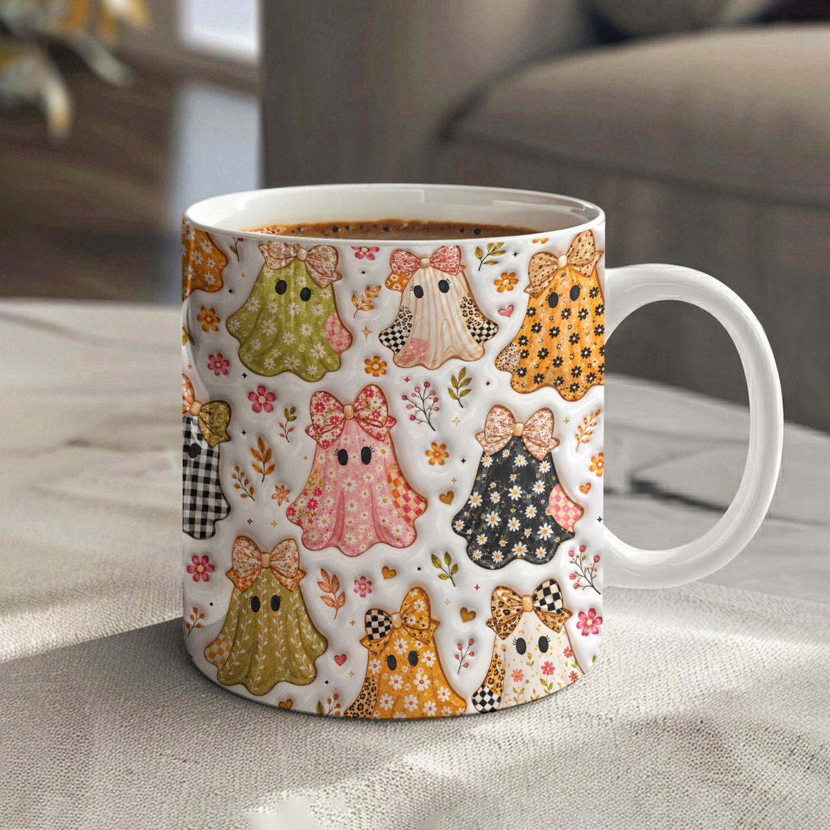 Halloween Ceramic Mug Cute Floral Spooky