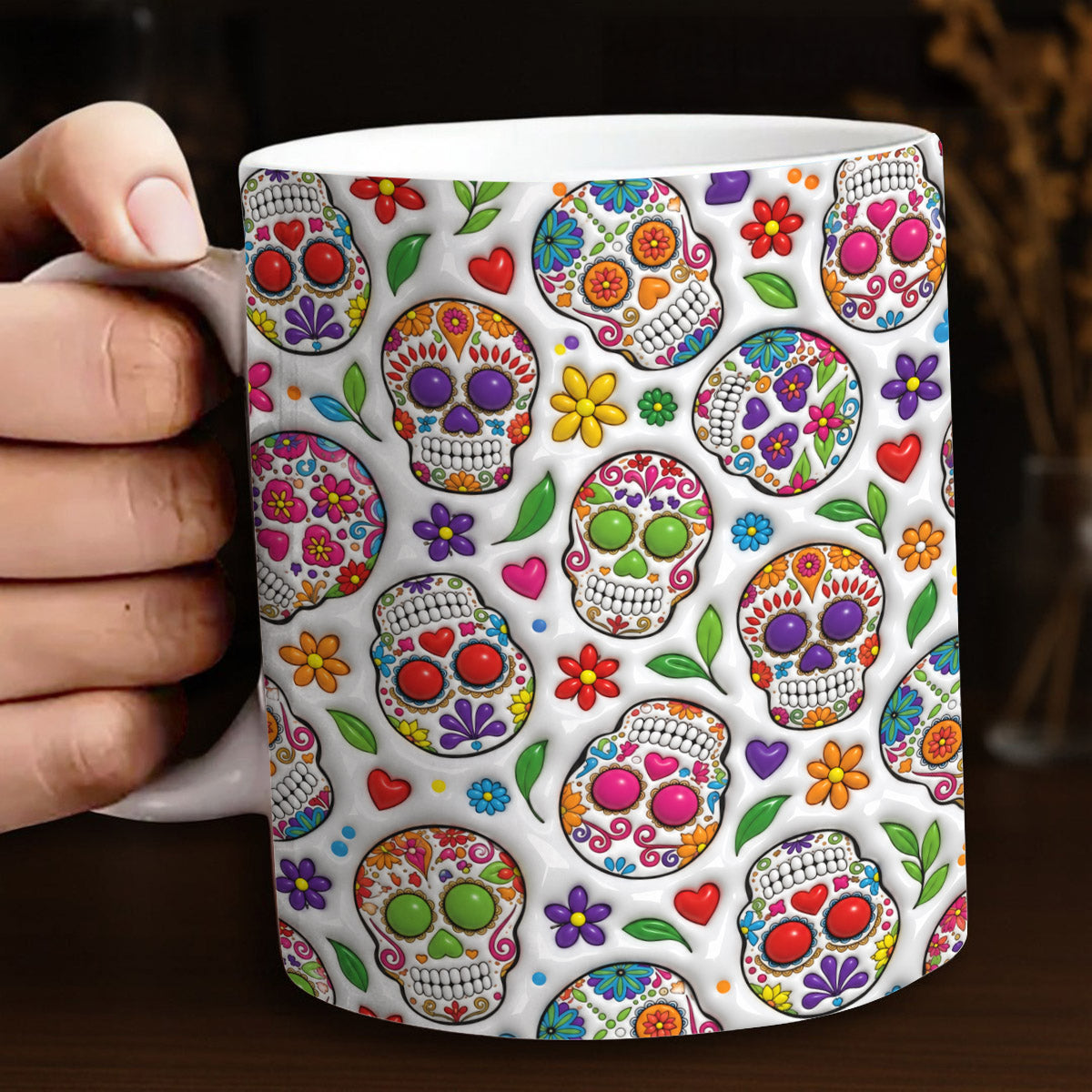 Skull Lover Ceramic Mug Floral Funky Skull