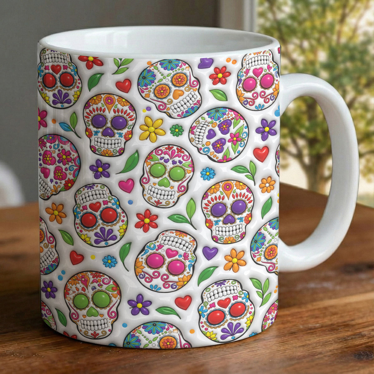 Skull Lover Ceramic Mug Floral Funky Skull