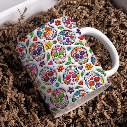 Skull Lover Ceramic Mug Floral Funky Skull