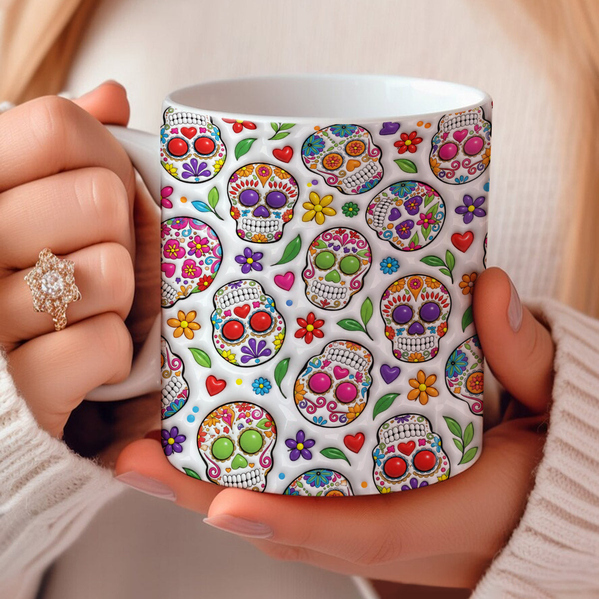 Skull Lover Ceramic Mug Floral Funky Skull