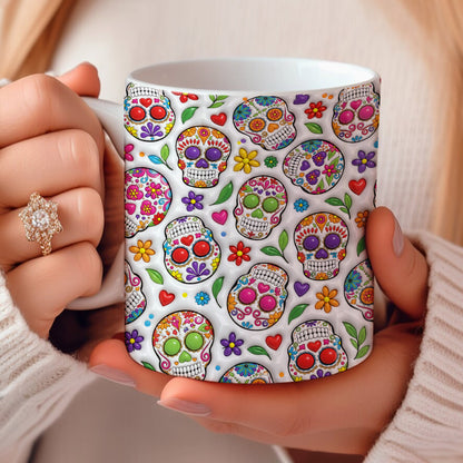 Skull Lover Ceramic Mug Floral Funky Skull