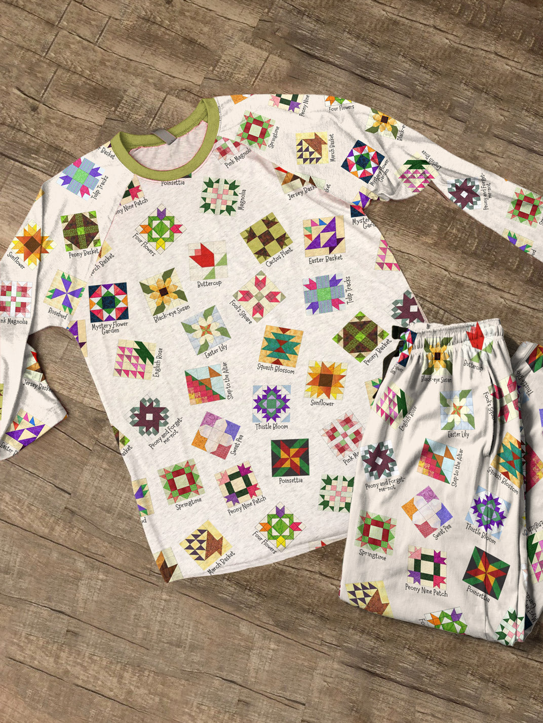 Sewing Lover Raglan Lounge Pajamas Flower Quilt Block Pattern