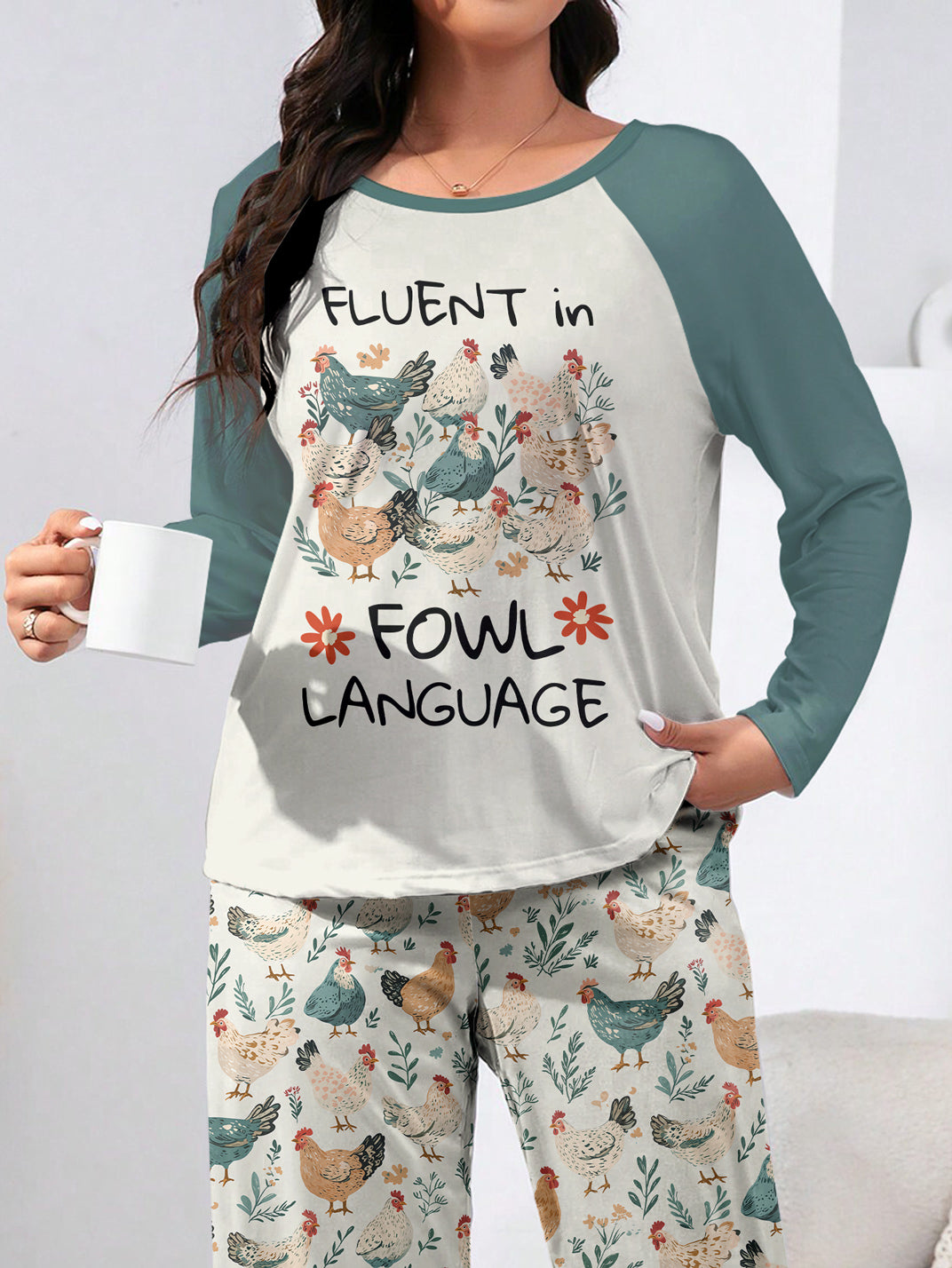 Chicken Raglan Lounge Pajamas Fluent In Fowl Language
