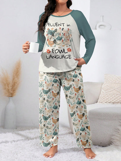Chicken Raglan Lounge Pajamas Fluent In Fowl Language