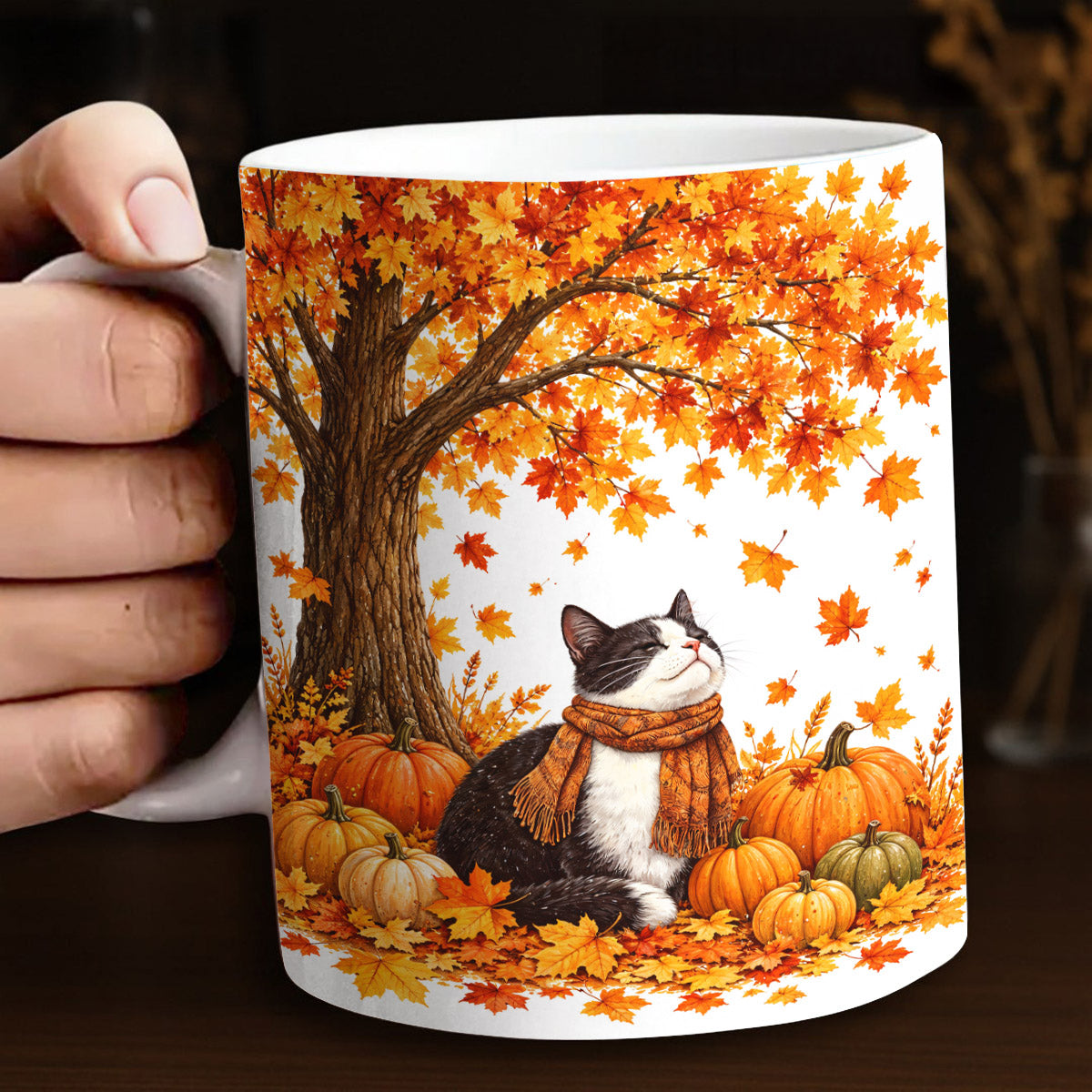 Cat Lover Ceramic Mug Fluffy Autumn