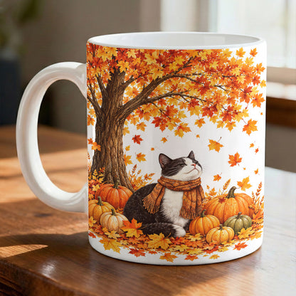 Cat Lover Ceramic Mug Fluffy Autumn