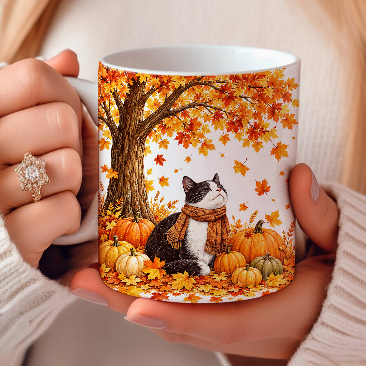 Cat Lover Ceramic Mug Fluffy Autumn
