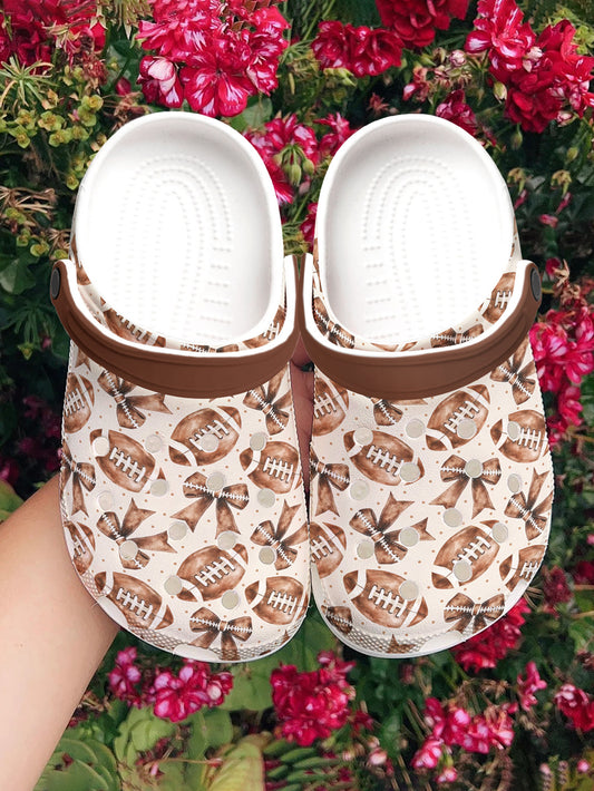 Football Graphic Clogs  Coquette Football Pattern