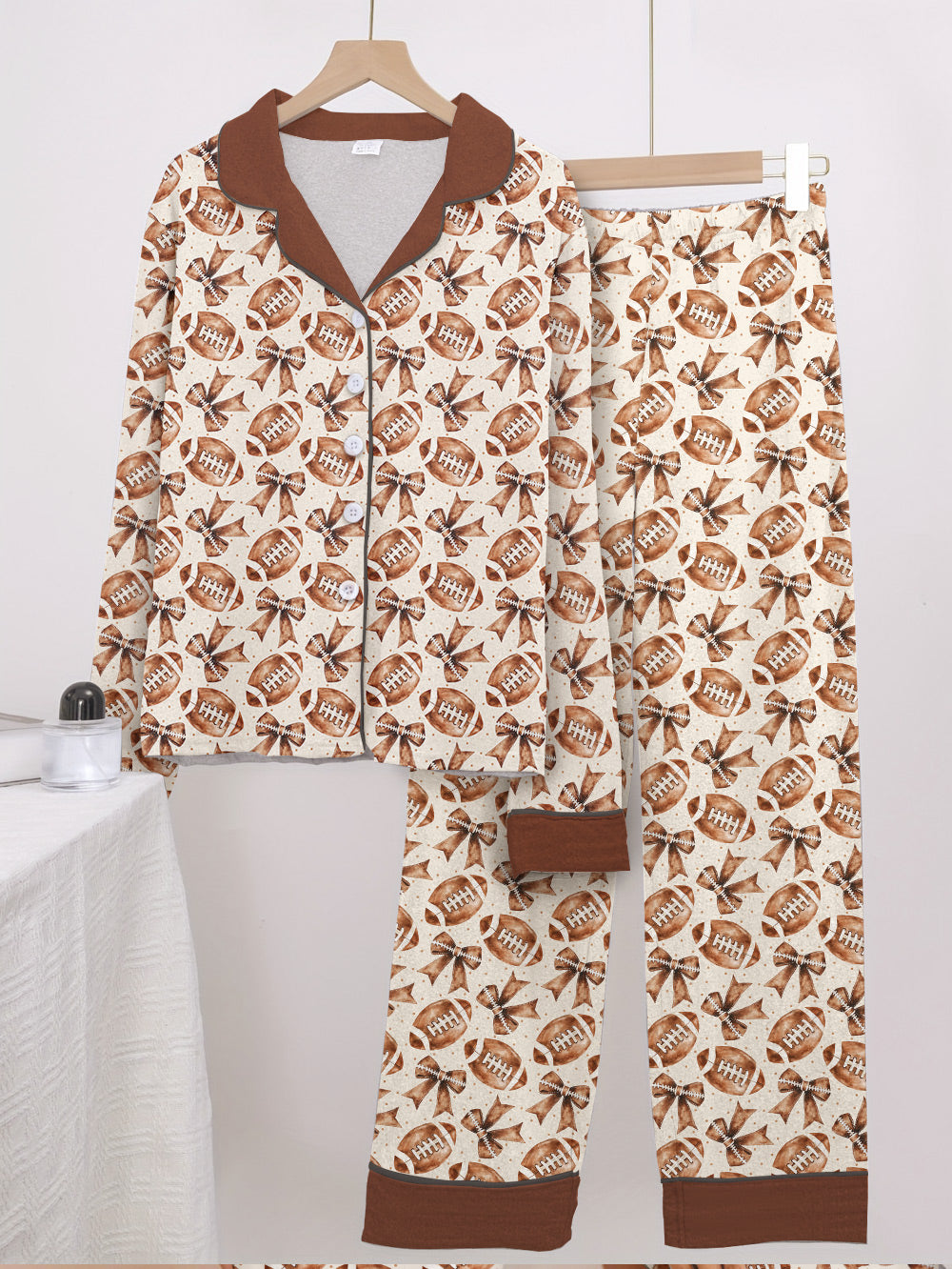 Football Lover Pajama Set Coquette Football Pattern