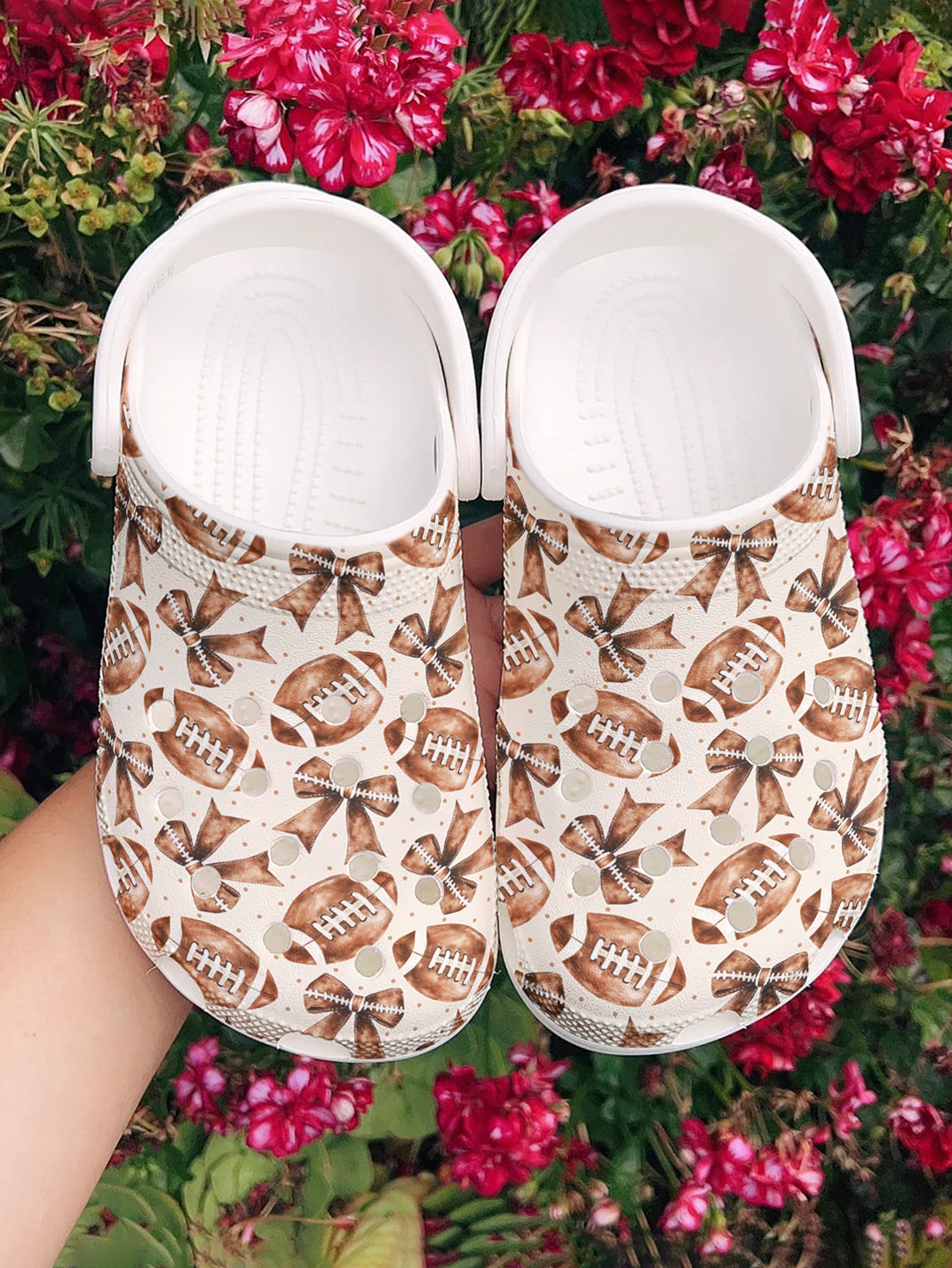 Football Graphic Clogs  Coquette Football Pattern
