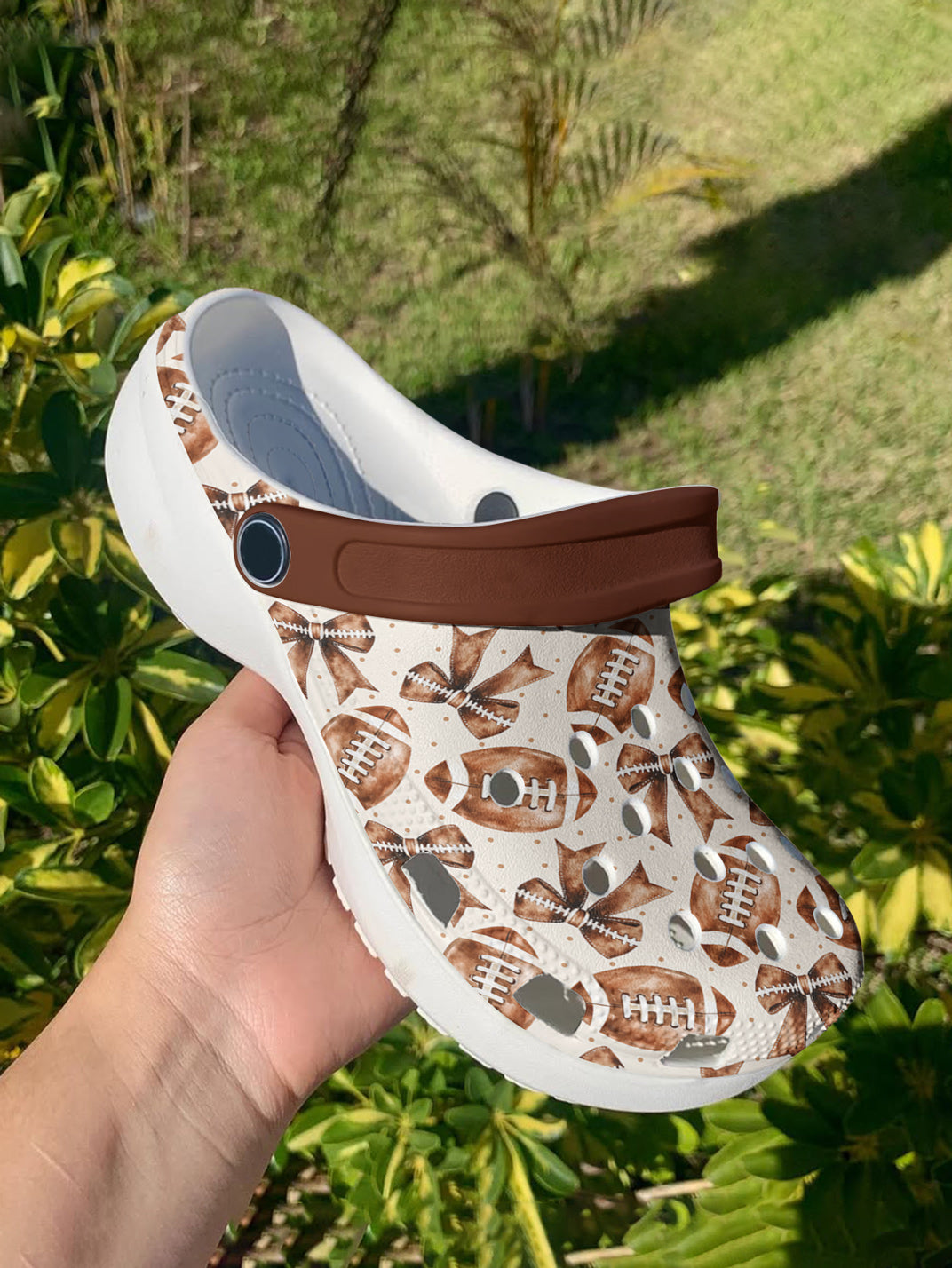 Football Graphic Clogs  Coquette Football Pattern
