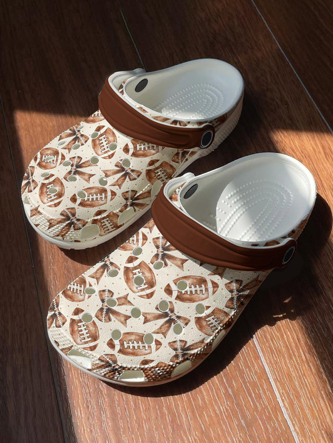 Football Graphic Clogs  Coquette Football Pattern