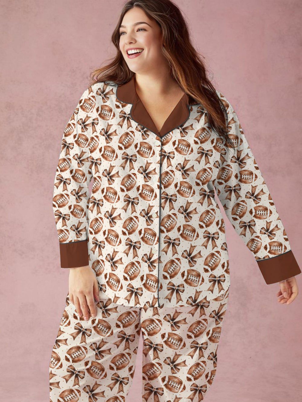 Football Lover Pajama Set Coquette Football Pattern