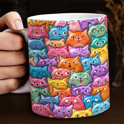 Cat Lover Ceramic Mug Colorful Whimsical Cat