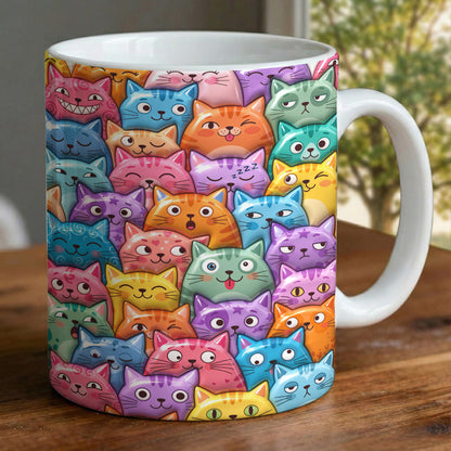 Cat Lover Ceramic Mug Colorful Whimsical Cat