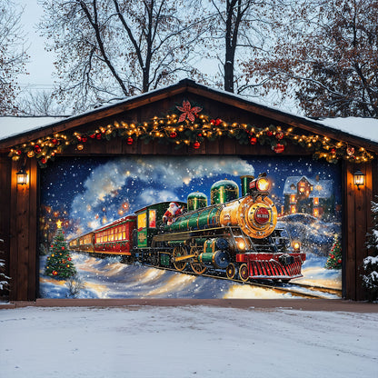 Christmas Garage Door Banner Decoration - Magical Holiday Express Santa’s Train Spreading Cheer