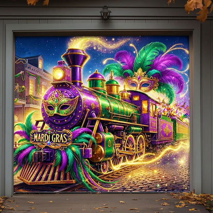 Mardi Gras Garage Door Banner Decoration - The Grand Mardi Gras Train