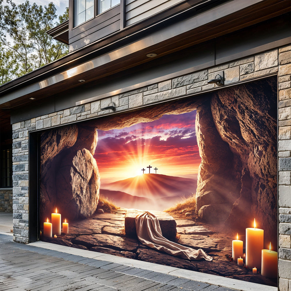 Christian Easter Garage Door Banner Decoration - Glow Of Grace