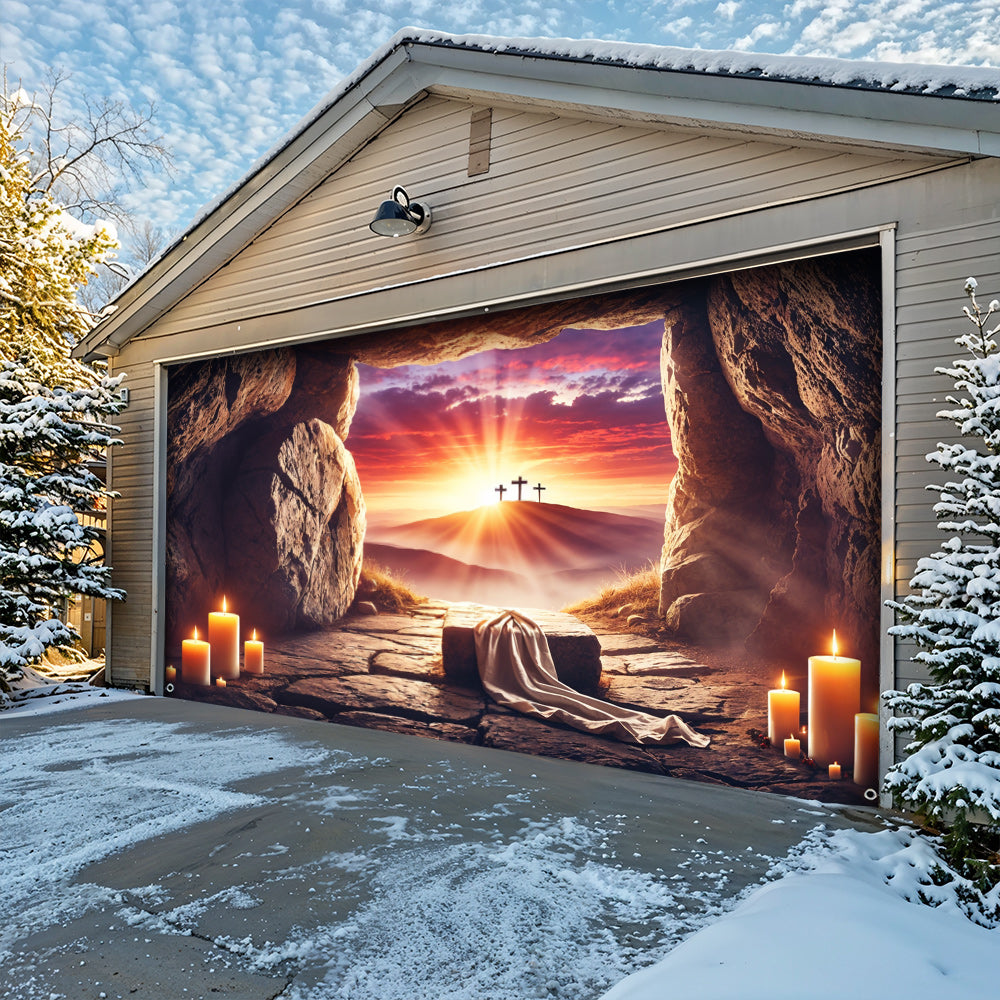 Christian Easter Garage Door Banner Decoration - Glow Of Grace