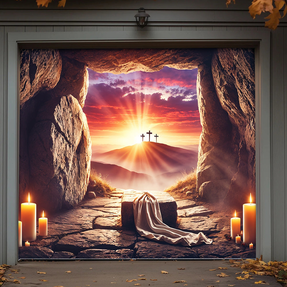Christian Easter Garage Door Banner Decoration - Glow Of Grace