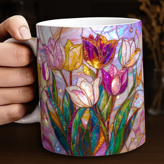 Flower 11 oz Mug 2D Print Glowing Tulip Garden