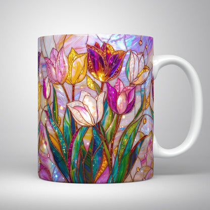 Flower Ceramic Mug 2D Print Glowing Tulip Garden
