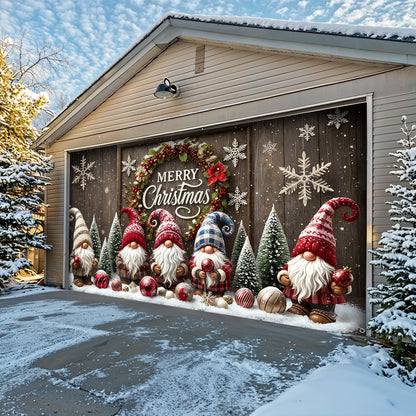 Christmas Garage Door Banner Decoration -  Gnome Christmas Greeting