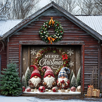 Christmas Garage Door Banner Decoration -  Gnome Christmas Greeting