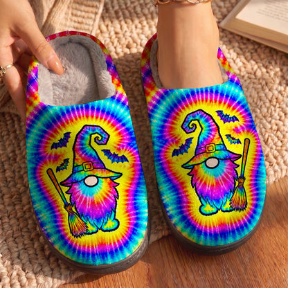 Hippie Fleece Lined Slippers Tie Dye Gnome Witch