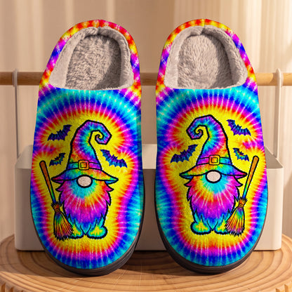 Hippie Fleece Lined Slippers Tie Dye Gnome Witch